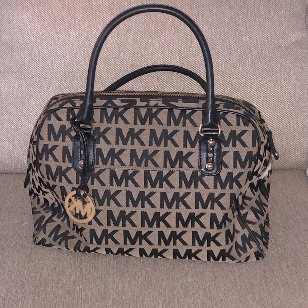 Michael Kors cloth satchel handbag signature logo